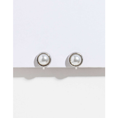 Aros Clip Con Perla Plateado Rodio