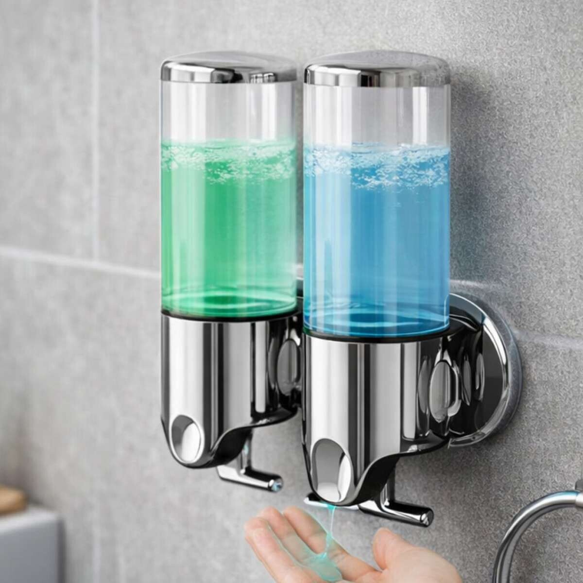 Set de dispensador doble para liquidos con tapa hermética - Transparente 