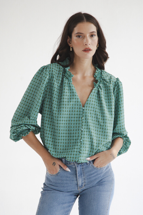CAMISA PAZ ESTAMPADA VERDE