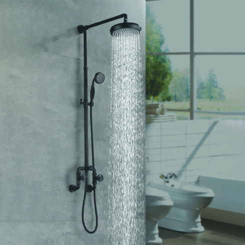 Griferia Ducha Exterior Industrial Negro Mate Aqualia 000