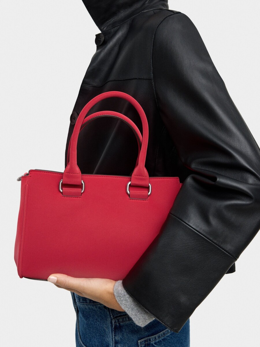 Bolso Tote De Textura Suave rojo
