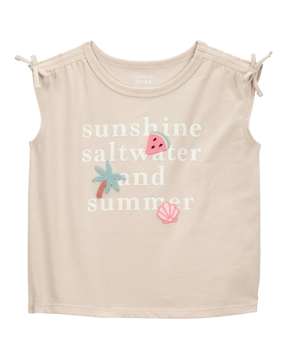 Musculosa de algodón, con lazos y estampado 