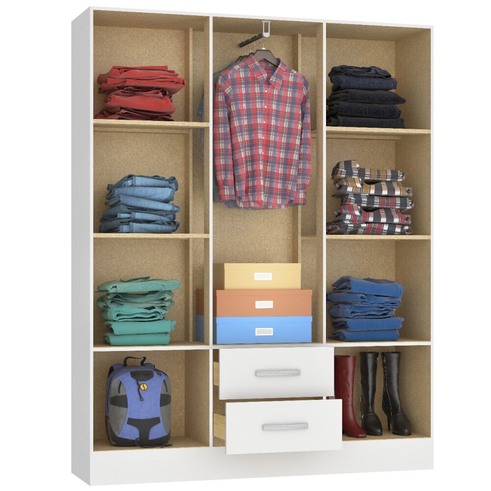 ROPERO 6 PUERTAS 2 CAJONES GUARDARROPA ARMARIO PLACARD CLOSET BLANCO