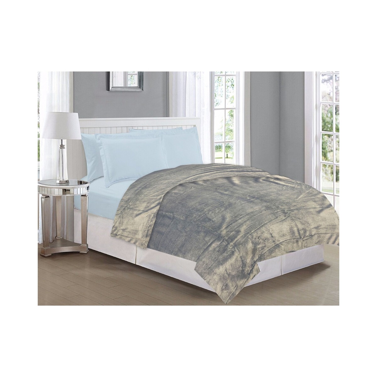 Frazada Soft Home Class Dohler de 2 plazas en poliéster - Azul Piedra 