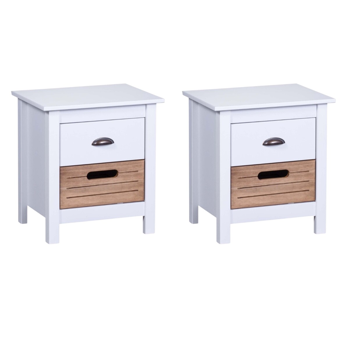 Pack x2 mesa de luz Lumax 2 cajones madera 