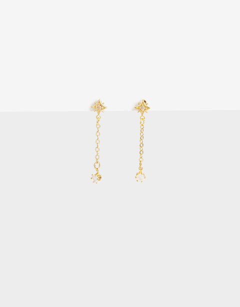 Aros Colgantes Cortos Cubic zirconia Aros Cortos Mystic Bañado En Oro - Dorado