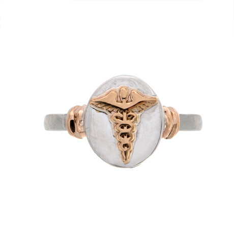 Anillo de plata 925 y oro 10 ktes, MEDICINA Anillo de plata 925 y oro 10 ktes, MEDICINA