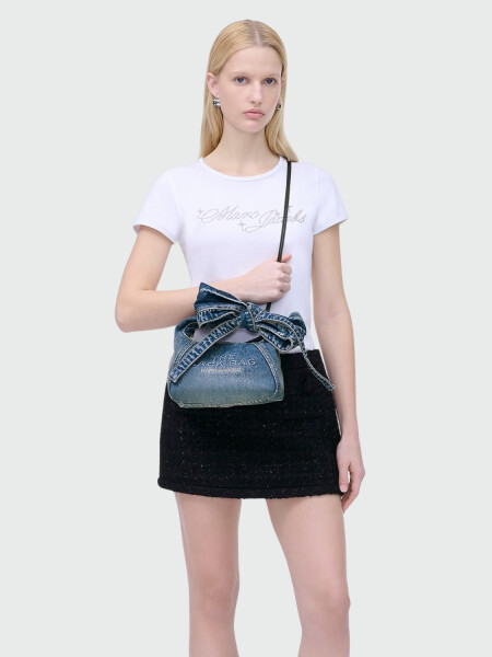 THE BOW DENIM MINI SACK BAG Beige