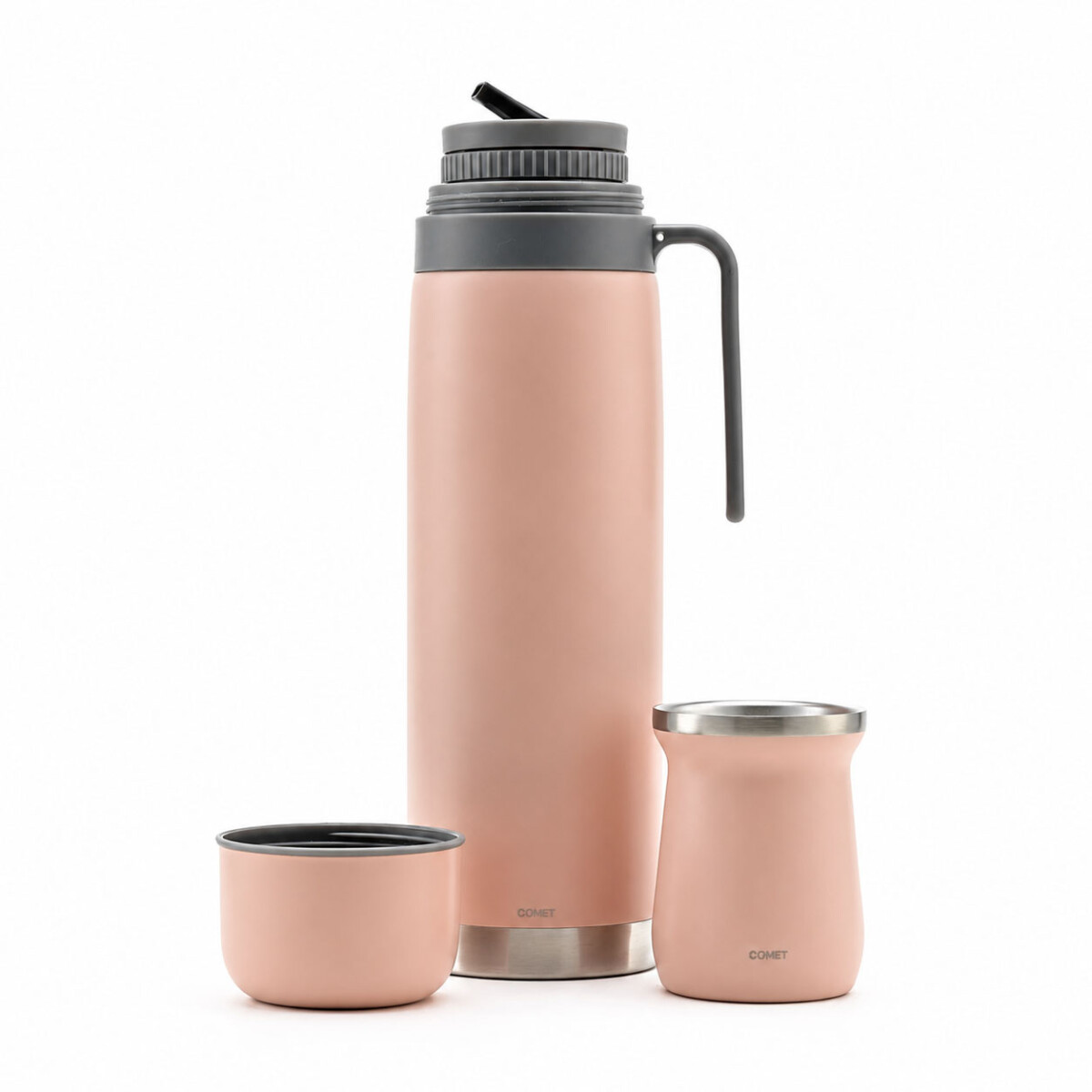 Set Matero Bologna Termo 1L + Mate Térmico Acero Inoxidable - Rosa 