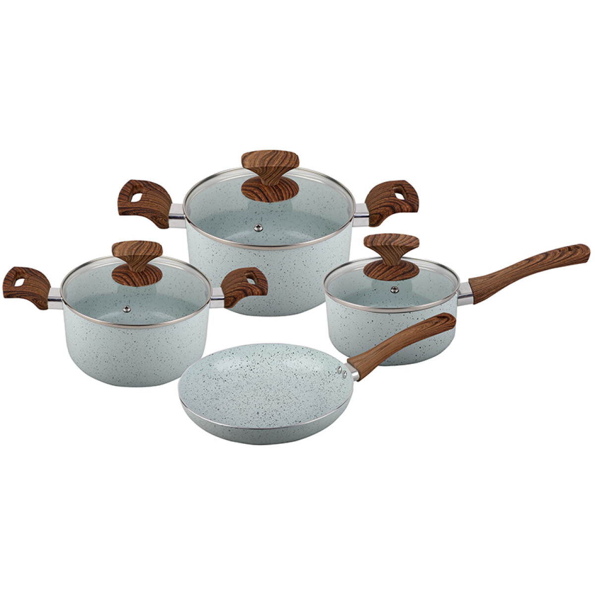 Set Batería De Cocina CUORI Raggio Siete Piezas - Aluminio 