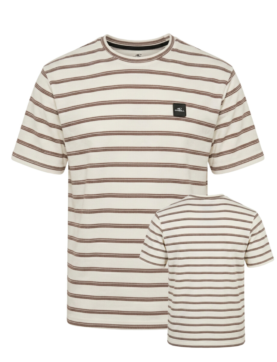 Remera O'Neill Textured Stripe Crew - Crema 