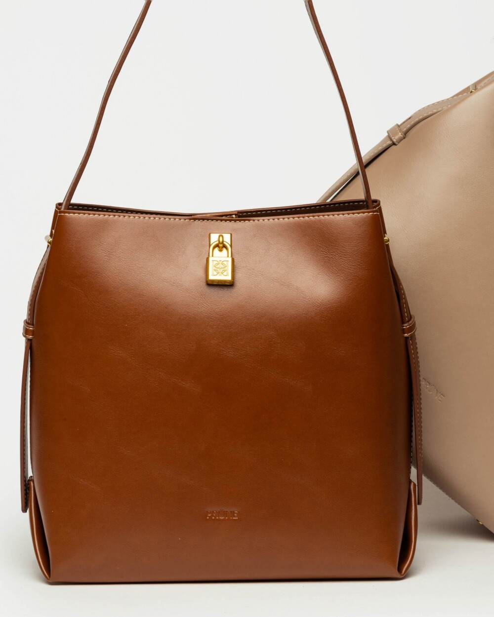 Bolso The Lock en efecto cuero liso Tabaco