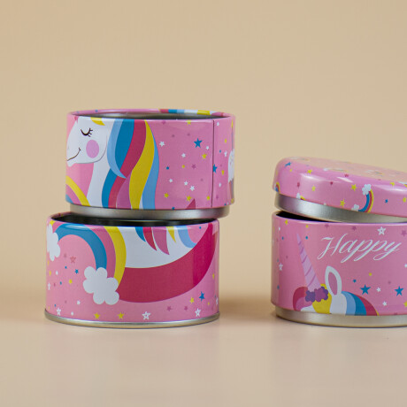 Set x3 latas Unicornio fondo rosado Sc