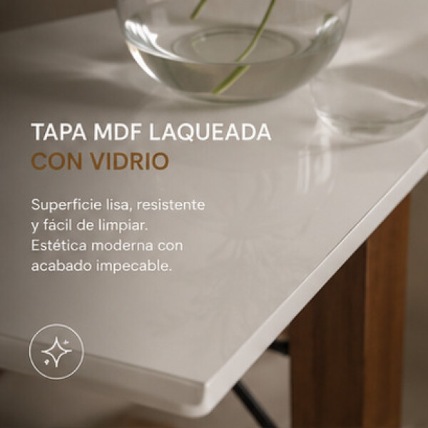 Mesa Comedor ComboHome Elma 120x80Cm Reforzada Madera Vidrio Blanco 1