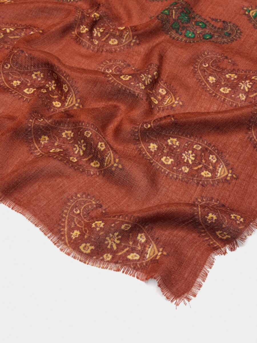 Pañuelo Estampado Mezcla De Lana rojo