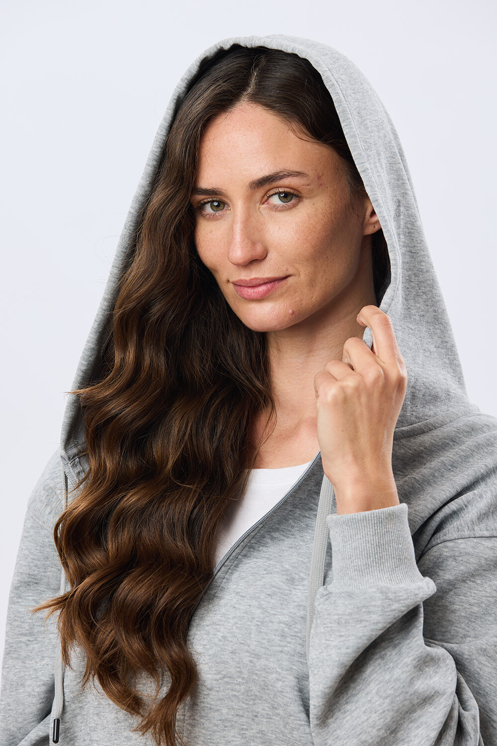 CAMPERA DE ALGODÓN CON CAPUCHA Gris Claro