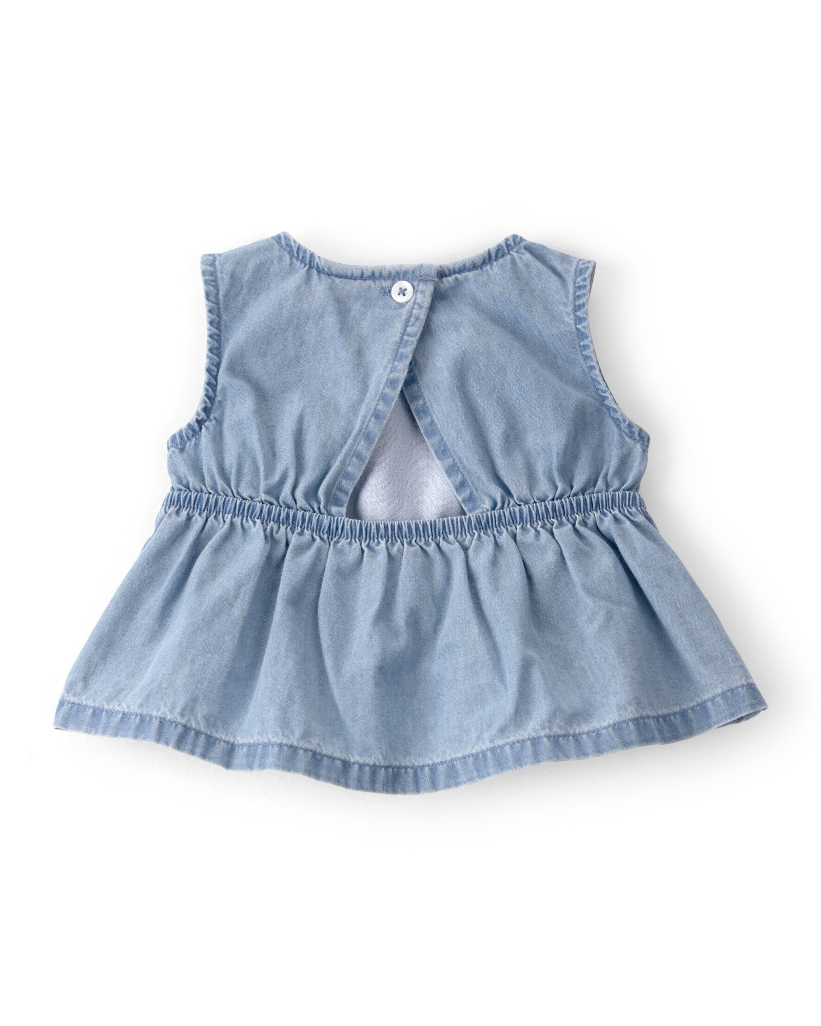 Set tres piezas, short y musculosa de chambray más body de algodón rosado Sin color