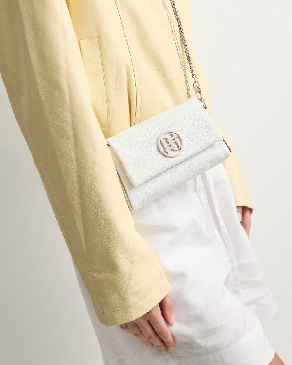 Mini bag Bloom en cuero graneado Blanco