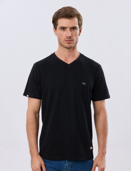 REMERA BÁSICA V DE ALGODÓN Negro
