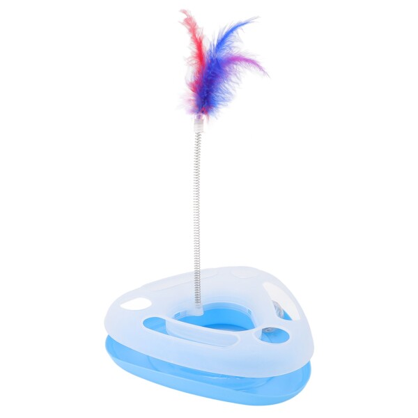 Juguete Para Gato Interactivo Pluma Con Movimiento Y Pelota Color Variante Azul