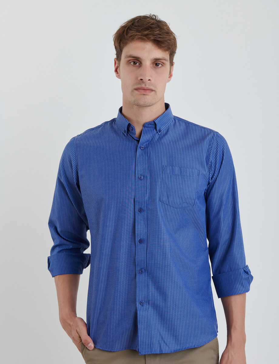 012624 CAMISA HARRINGTON LABEL Azul