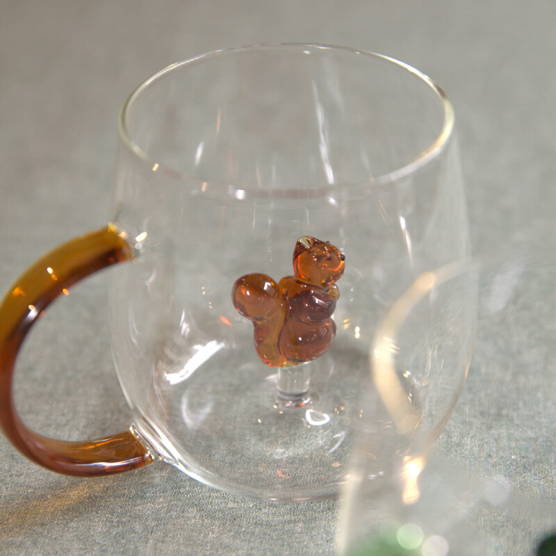 Taza de vidrio con diseño 3D 400ml ardilla