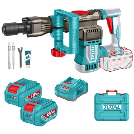 Martillo Demoledor SDS Hex Inalámbrico 42v 18 Joules Doble Batería 2.5Ah - Sin Carbones Martillo Demoledor SDS Hex Inalámbrico 42v 18 Joules Doble Batería 2.5Ah - Sin Carbones