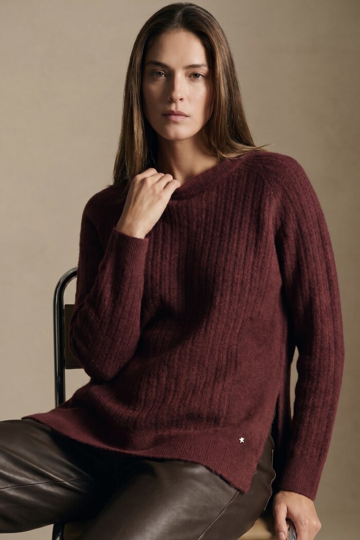 Sweater Texturado Bordeaux