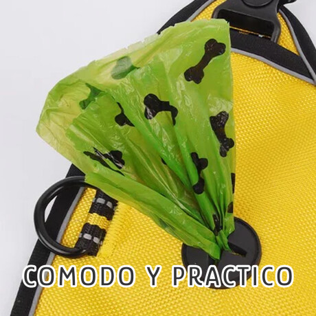 Arnés Y Correa P/Perros Con Cierre Para Bolsas Y Asa Suave Amarillo
