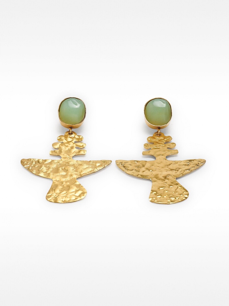 Pendientes De Brass Con Piedra dorado