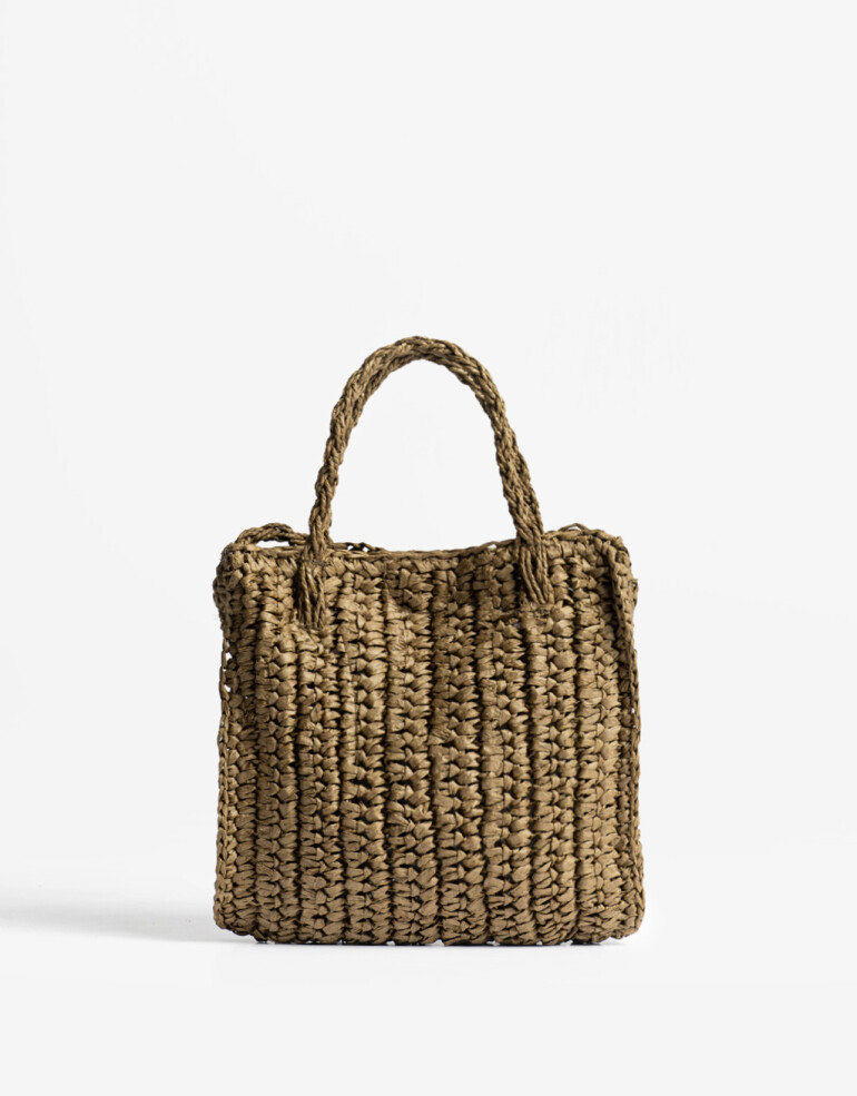 Complemento Marroquinería Basicos Cartera Efecto Rafia - Verde Medio