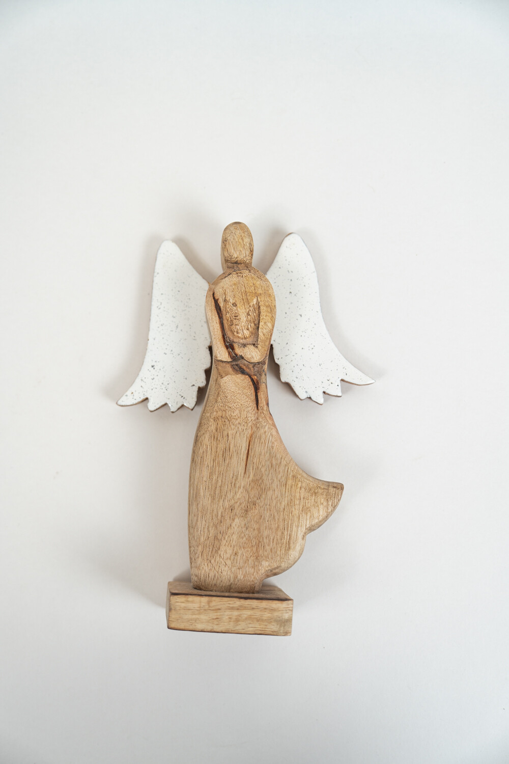 Deco Navidad ángel De Madera Con Base Color Unico