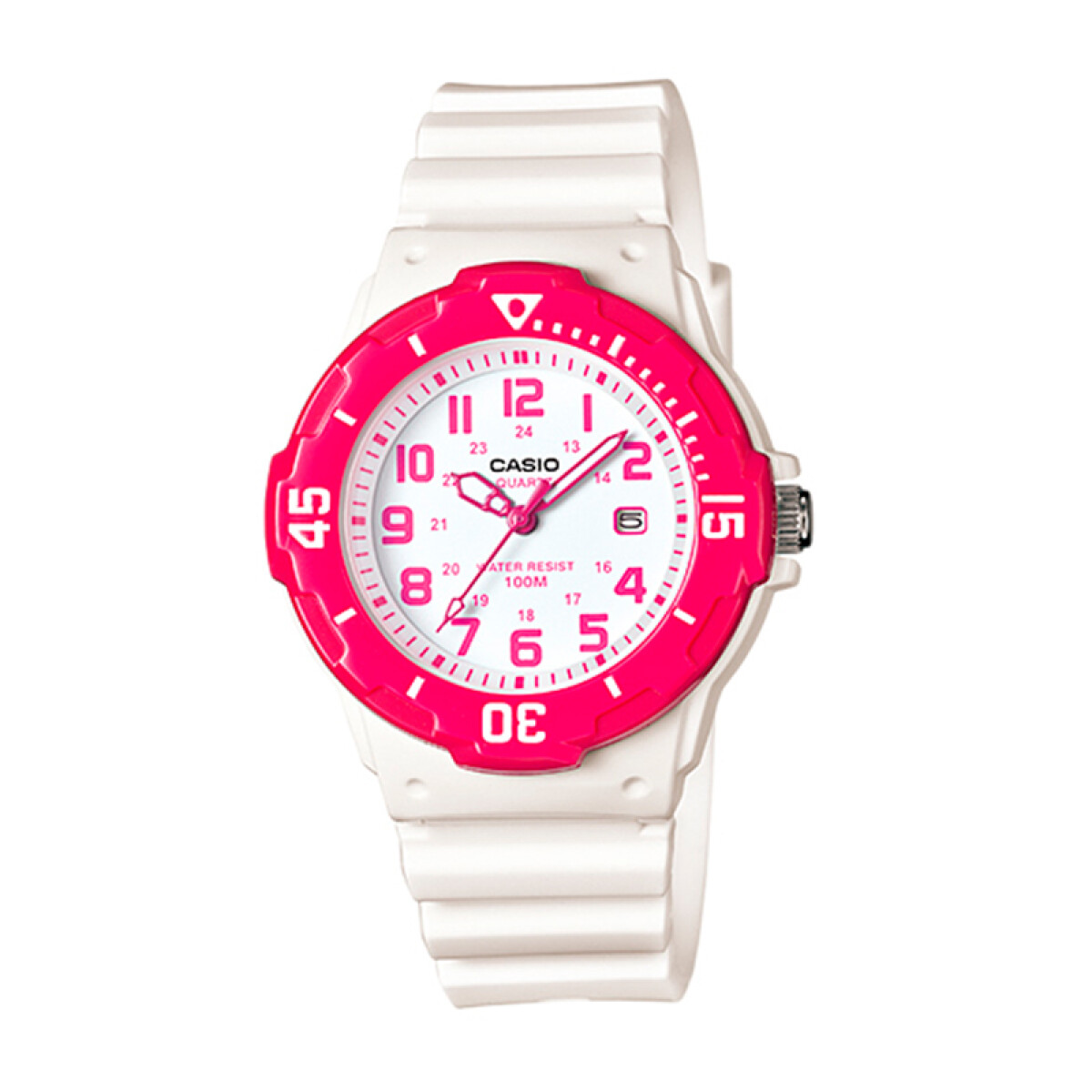 Reloj con correa de resina - blanco y rosado 