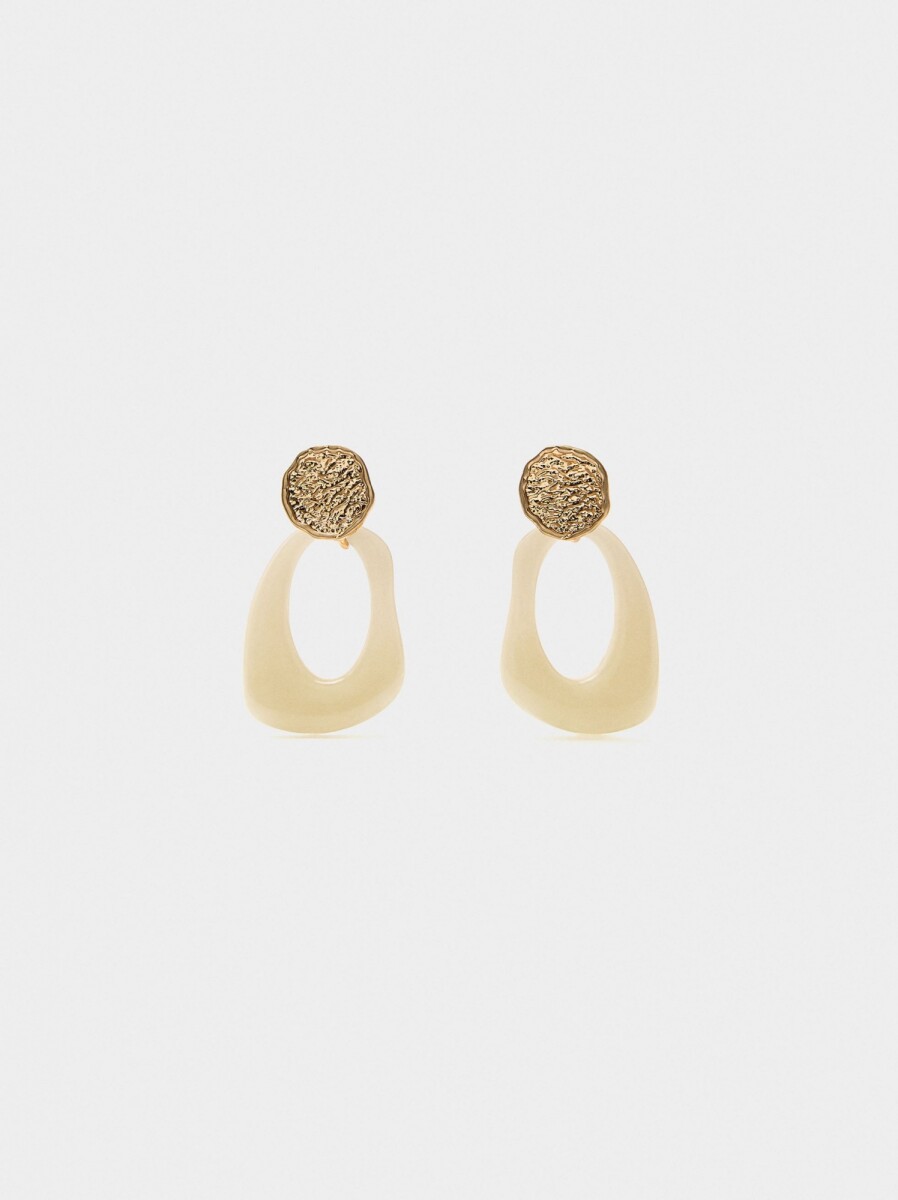 Pendientes Largos Con Aro - beige 