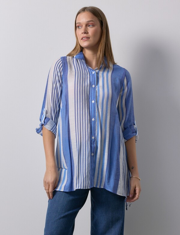 Camisa Larga BLANCO/AZUL
