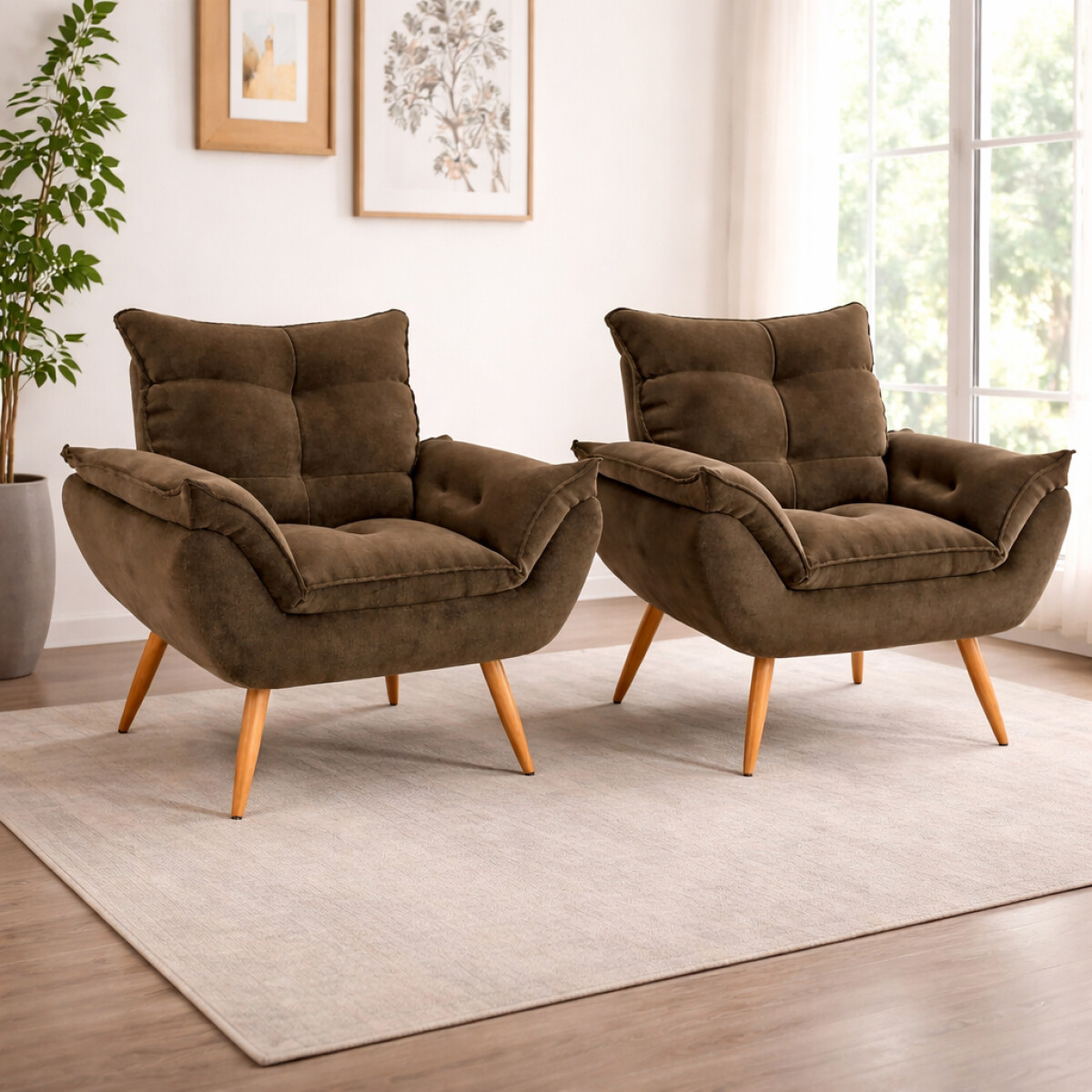 PROMO: Sillón Poltrona Turin 2 unidades - Marrón 