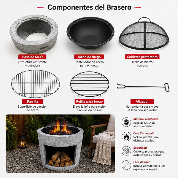 Brasero Fogón Fire King Dw638 BRASERO FIRE KING REDONDO DW638
