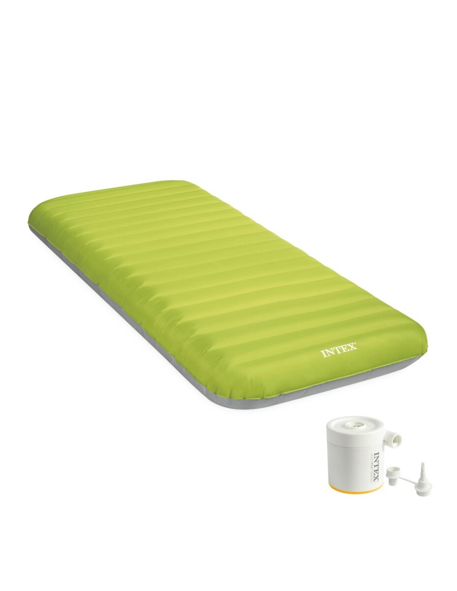 INTEX COLCHÓN TRUEAIR TPU INDIVIDUAL PARA CAMPING + INFLADOR 