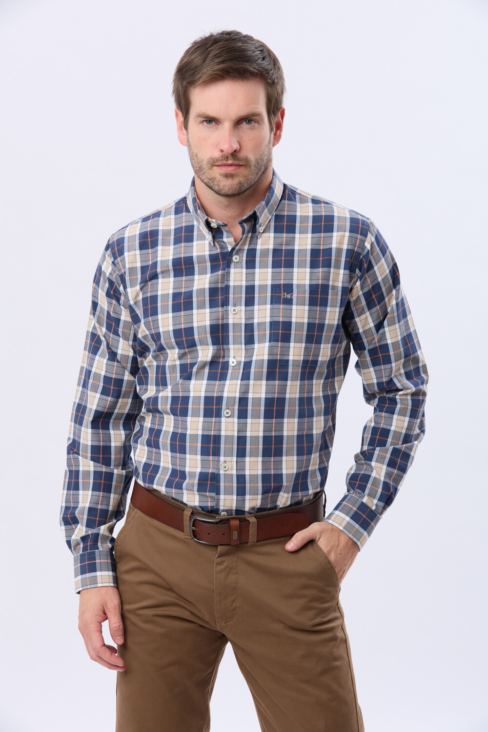 CAMISA SPORT A CUADROS Beige