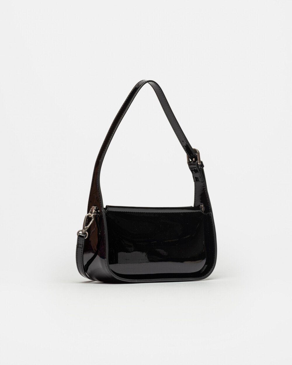 Cartera Al Hombro Leaf en Efecto Cuero Charol Negro