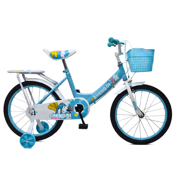 Bicicleta infantil Shengdi Rodado 18 Canasto Parrilla Hadas Color Celeste