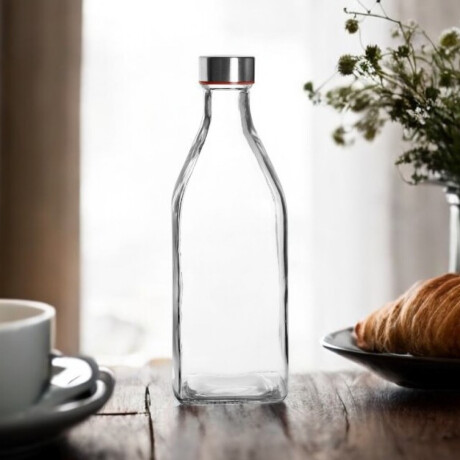 Botella de vidrio cuadrada de 1 litro con tapa de enroscar Sc