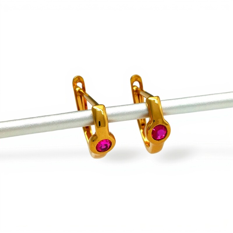 Caravanas Rubí Aro Oval de oro- Oro bajo - Rubí- CA8126 conpiedra