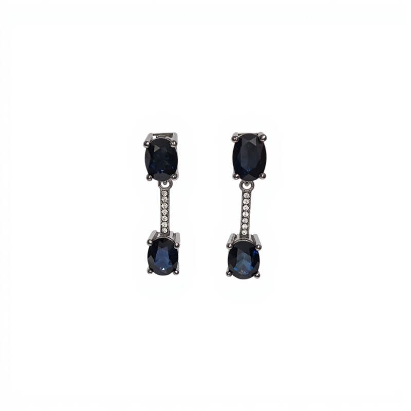 Caravanas Colgante-Plata 925-Piedra Zafiro y zirconia-CA3282 conpiedra