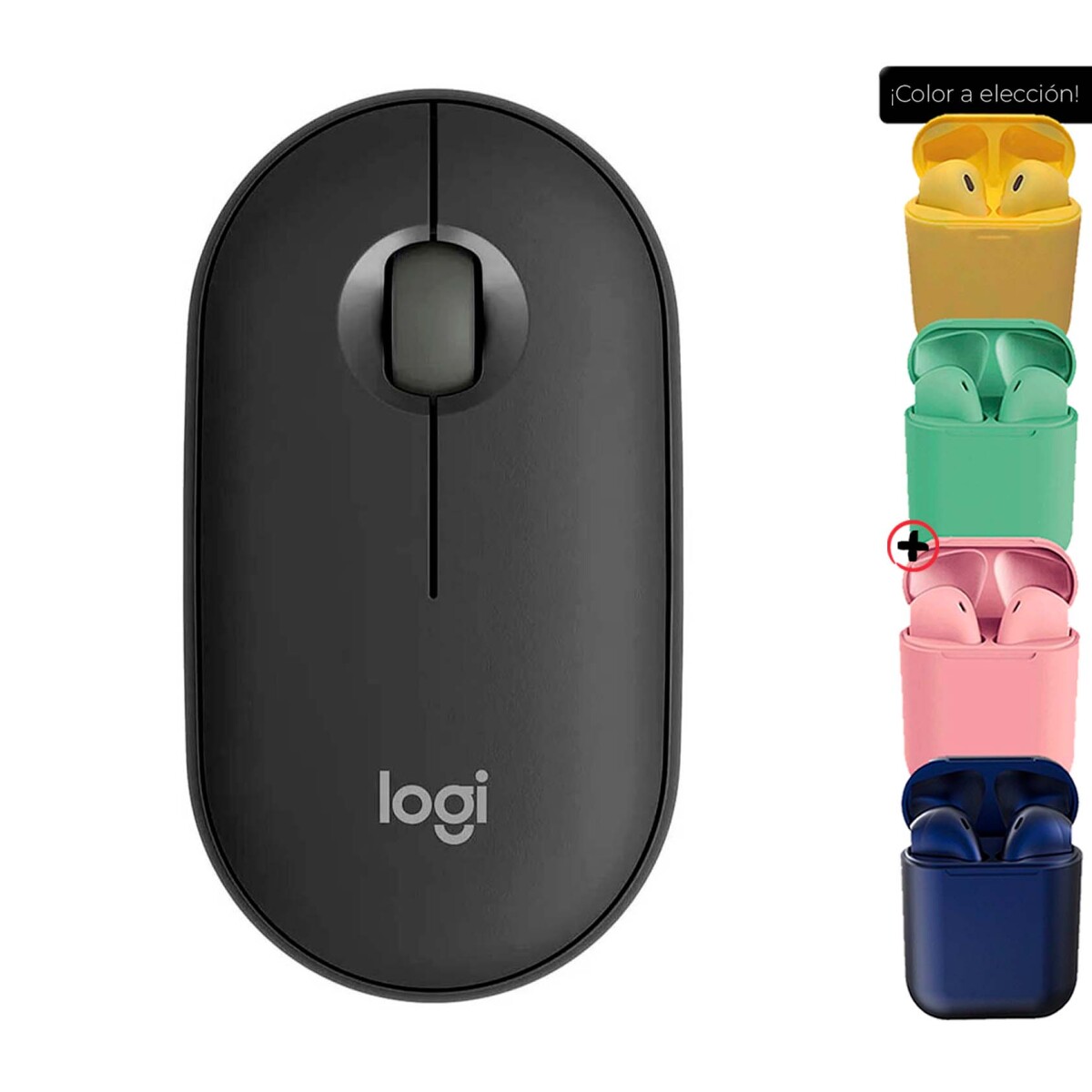 Mouse Inalámbrico Logitech Pebble 2 M350s Bluetooth + Auriculares - Negro 