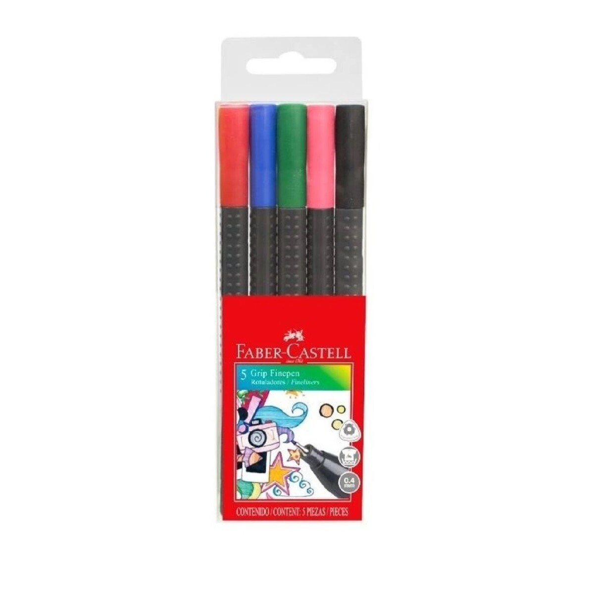 Marcador Finepen Set x5 Colores Fuertes Faber-Castell 
