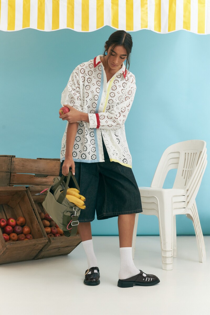 PREVENTA Camisa oversize Broderie blanco