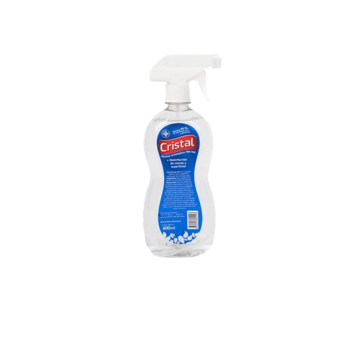 ALCOHOL ANTISEPTICO AL 70% CRISTAL , 600ML 