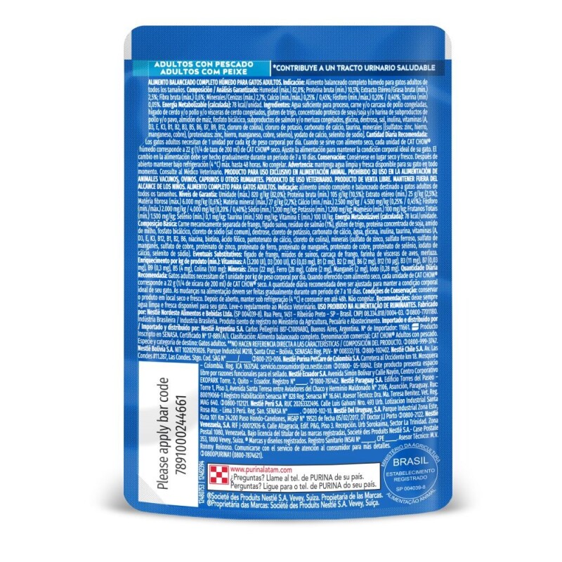 CAT CHOW EN SALSA ADULTOS PESCADO 85 GRS