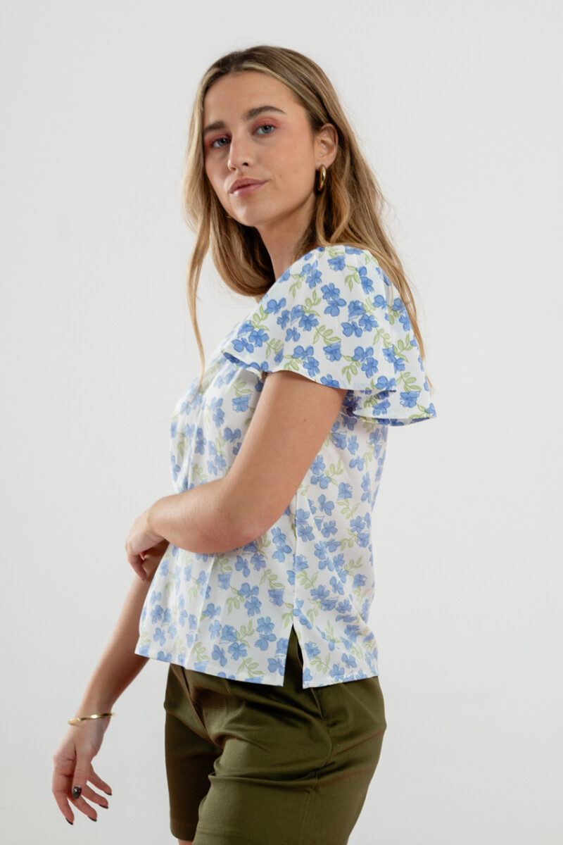 BLUSA BRIANA ESTAMPADO FLORES CELESTE